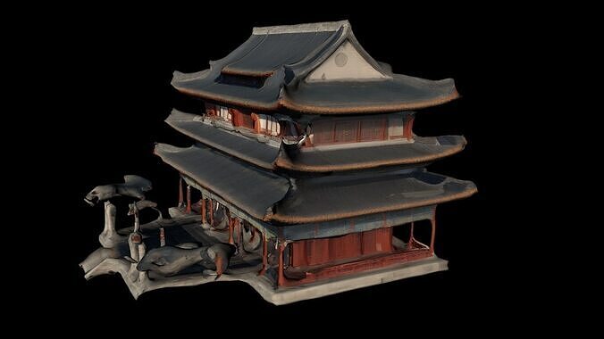 Ancient Chinese Building 1 3D model 6