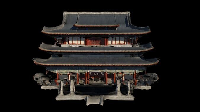 Ancient Chinese Building 1 3D model 5