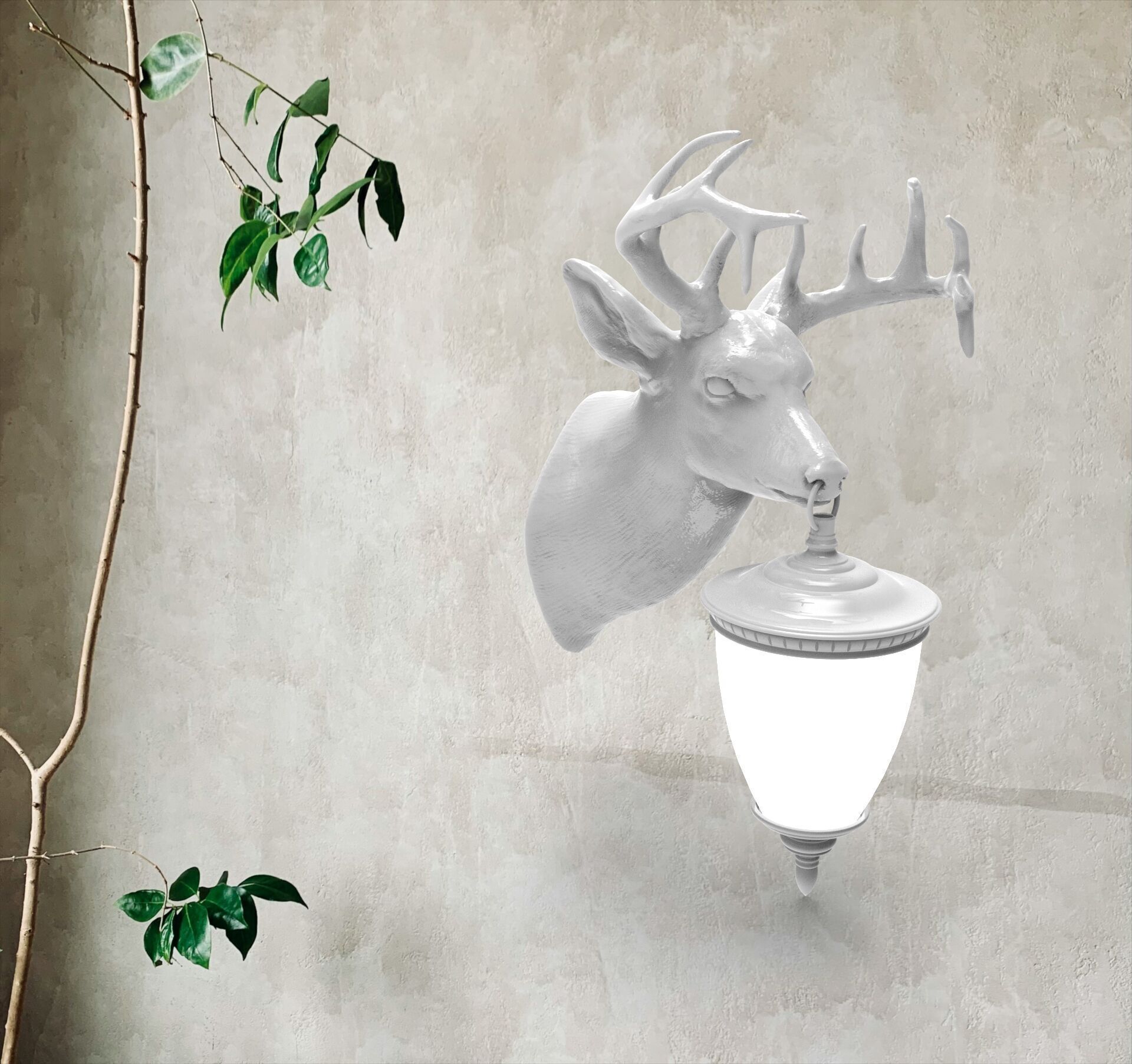Deer Head Wall Lamp 3D print model_3