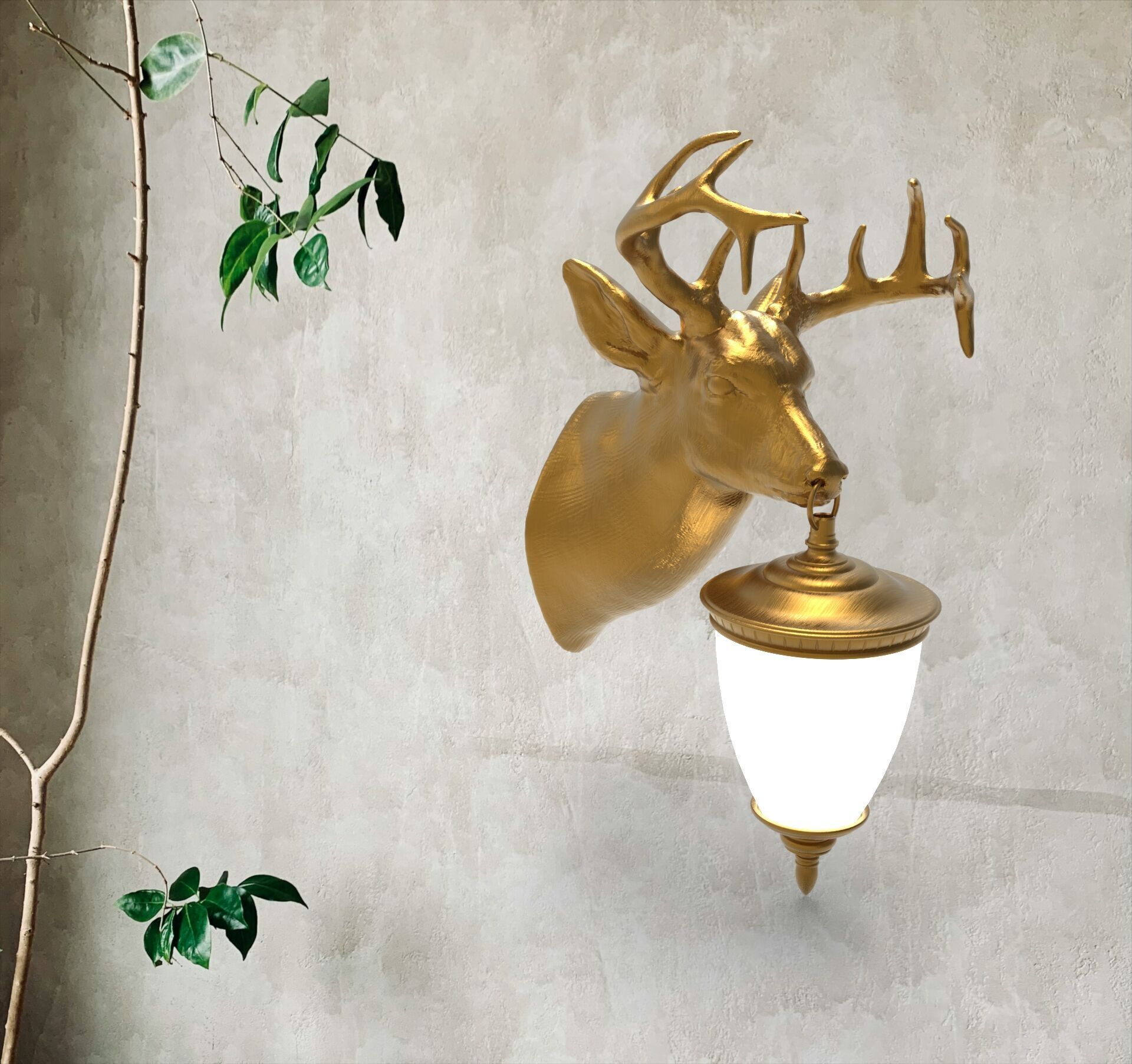 Deer Head Wall Lamp 3D print model_1