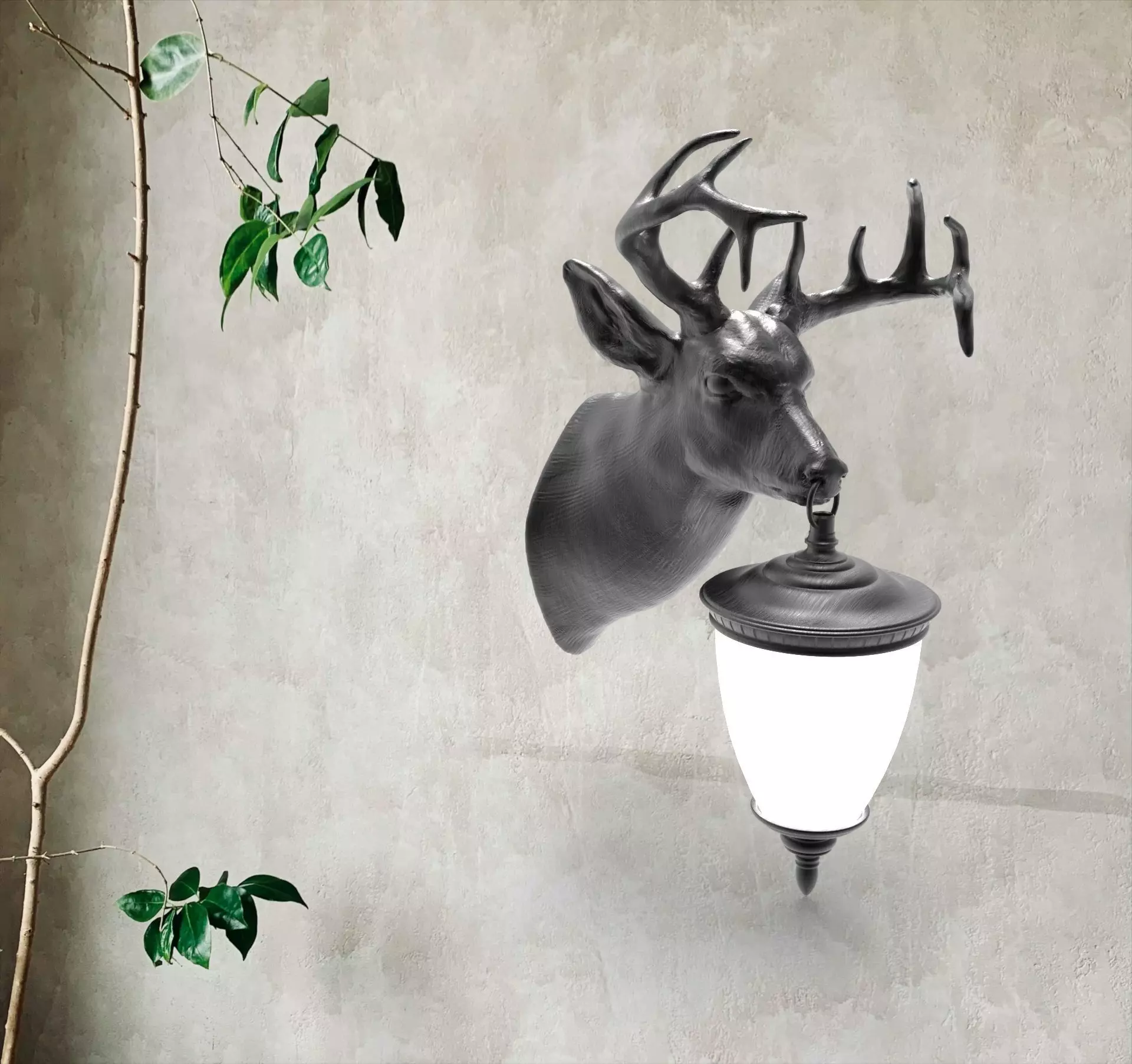 Deer Head Wall Lamp 3D print model_0