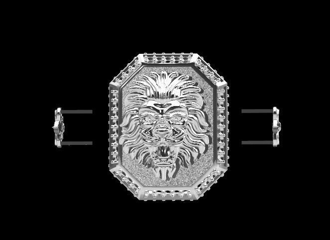 lion signet ring 3D print model_4