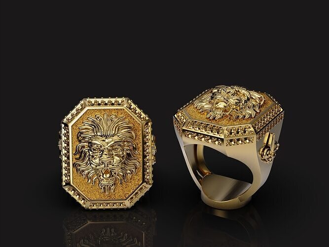 lion signet ring 3D print model