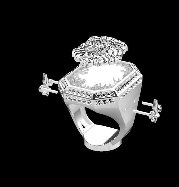 lion signet ring 3D print model_2