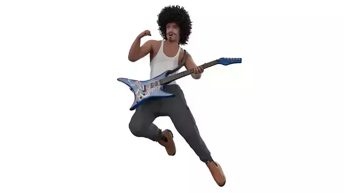 Rigged Guitarist JACK Low-poly 3D model