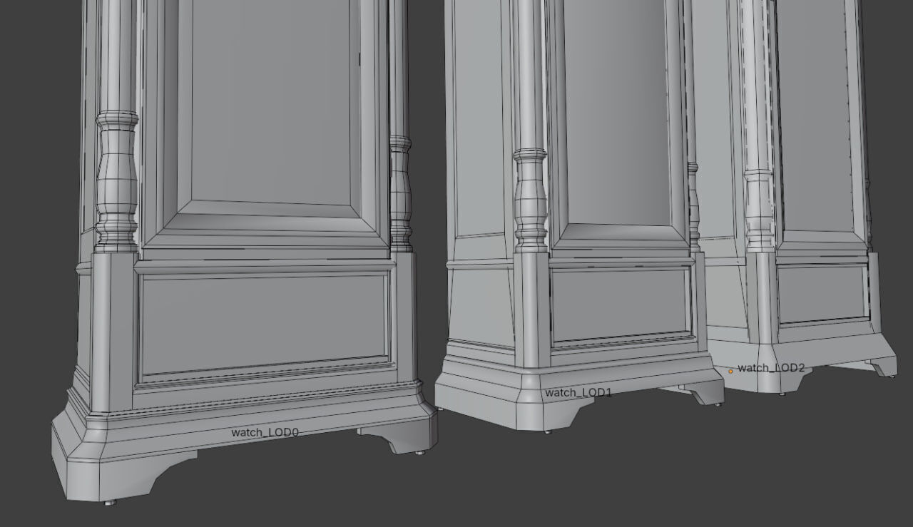 Grandfather Clock Low-poly 3D model_5