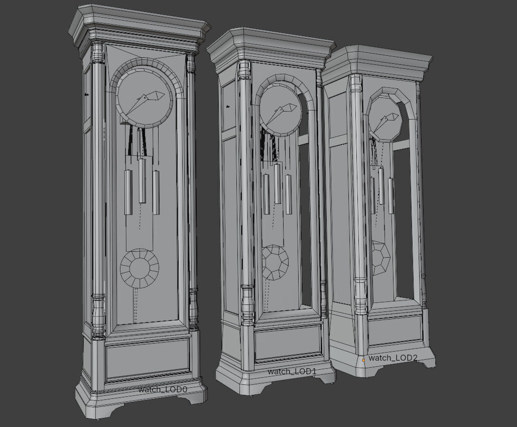 Grandfather Clock Low-poly 3D model_7