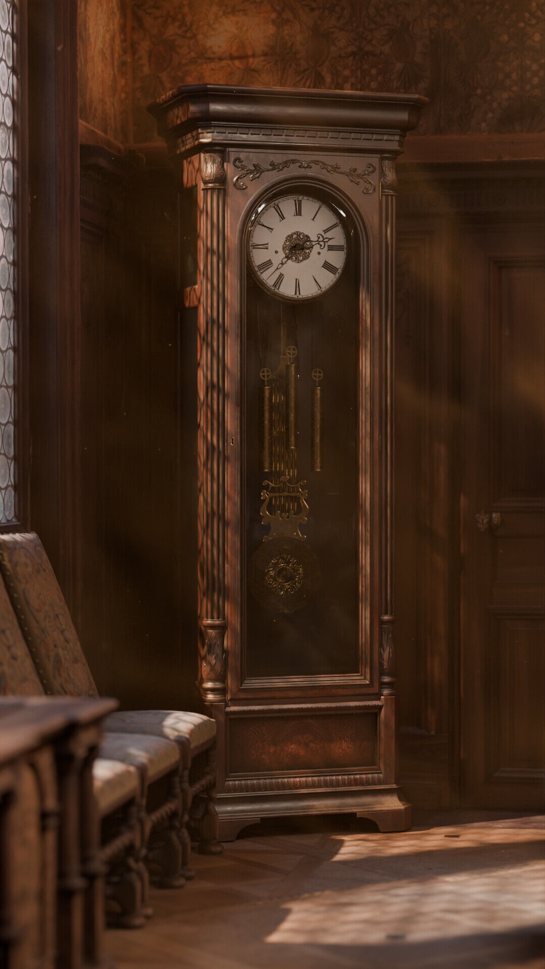 Grandfather Clock Low-poly 3D model_2