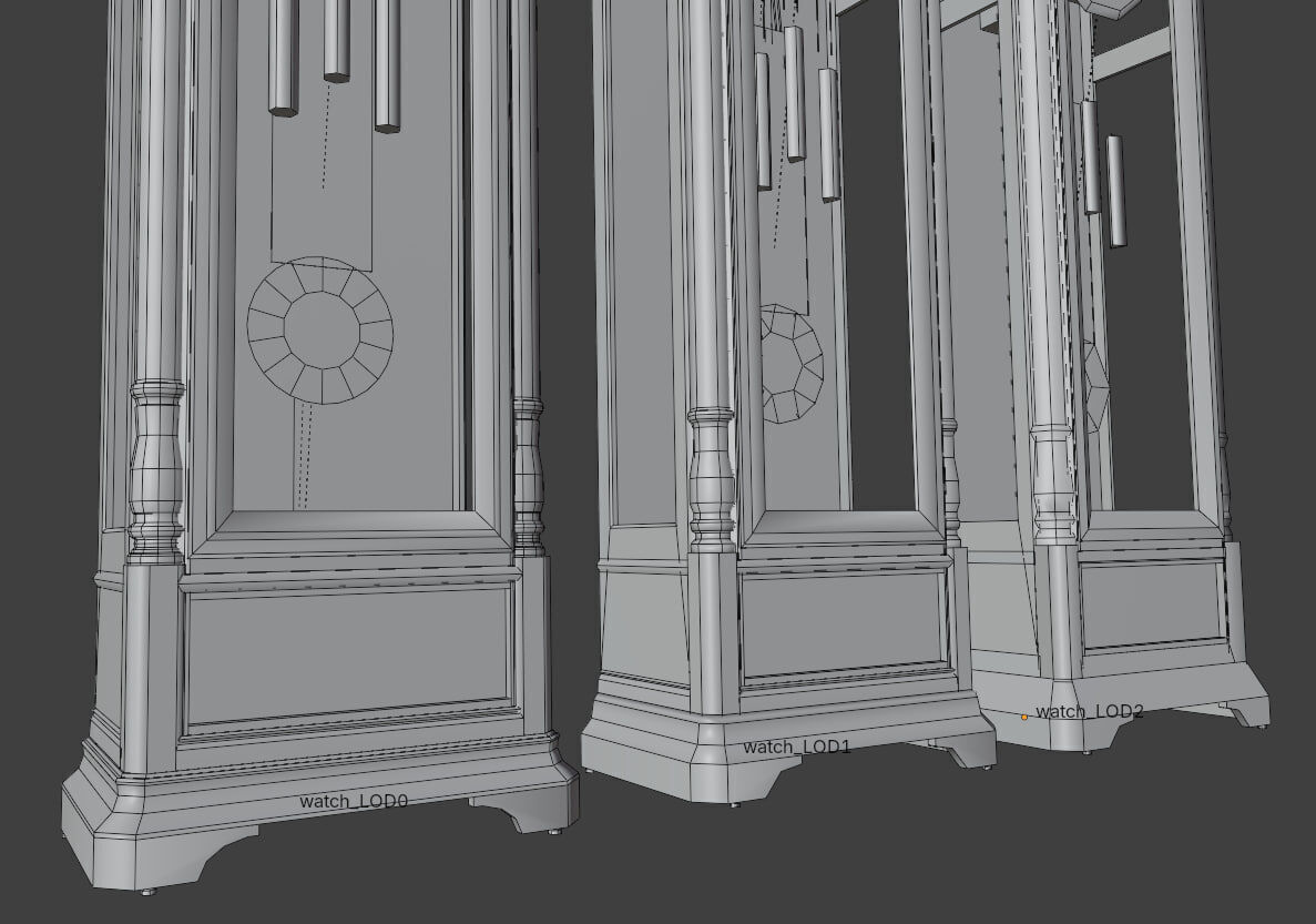 Grandfather Clock Low-poly 3D model_8