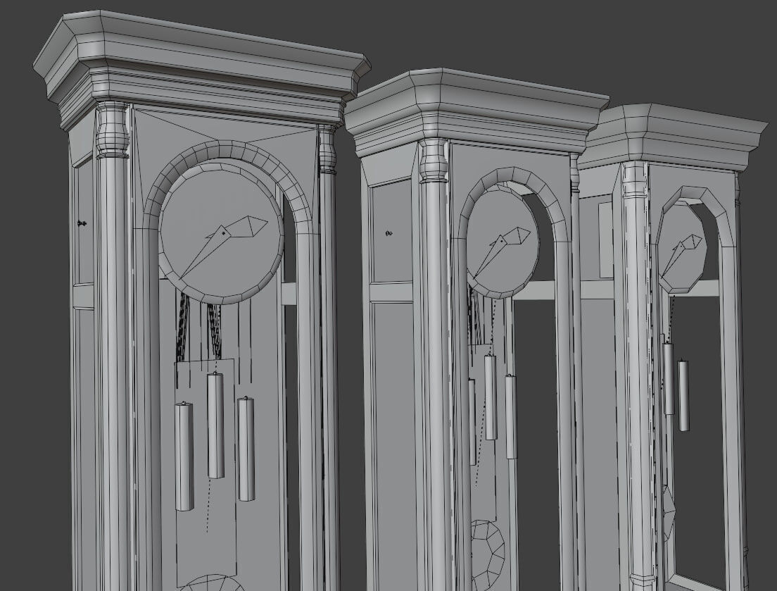 Grandfather Clock Low-poly 3D model_9