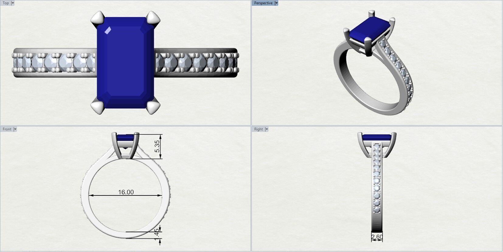 Emerald Sapphire Ring 3D print model_7