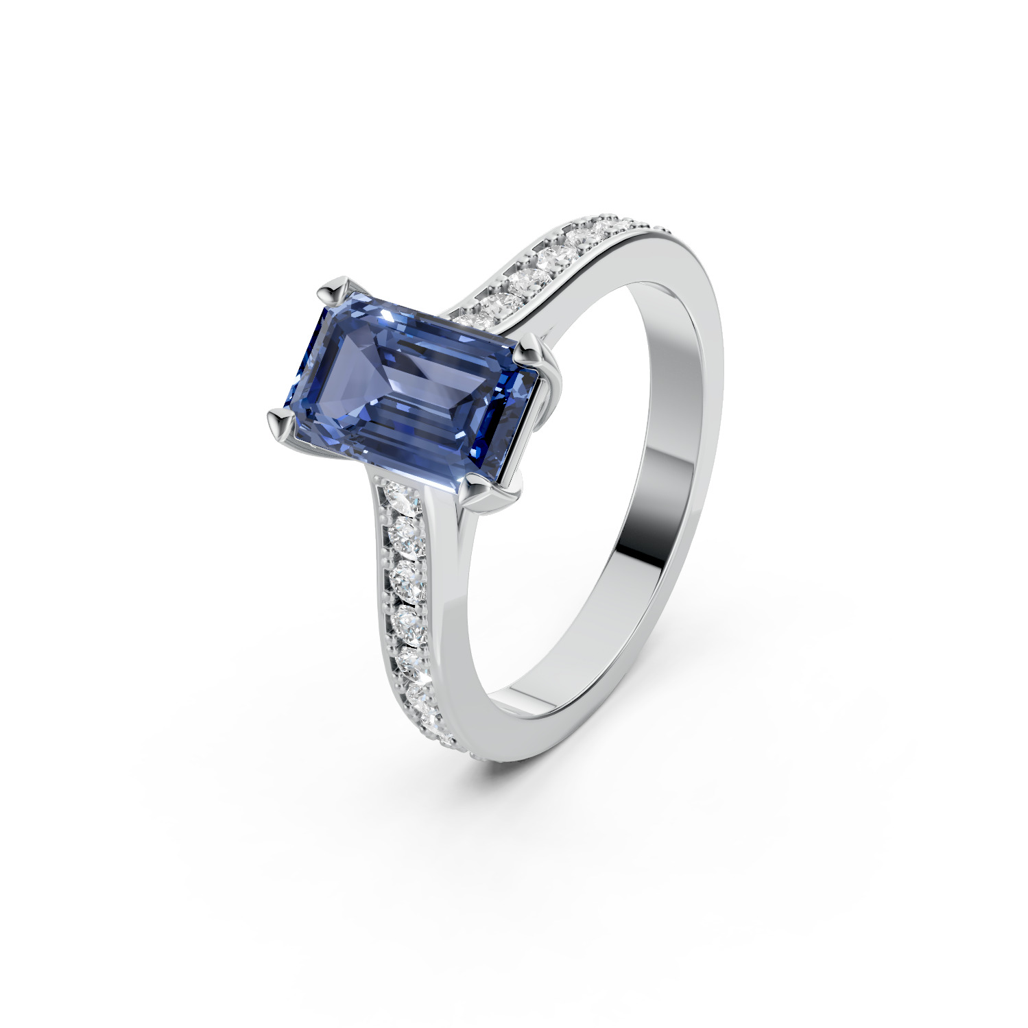 Emerald Sapphire Ring 3D print model_6