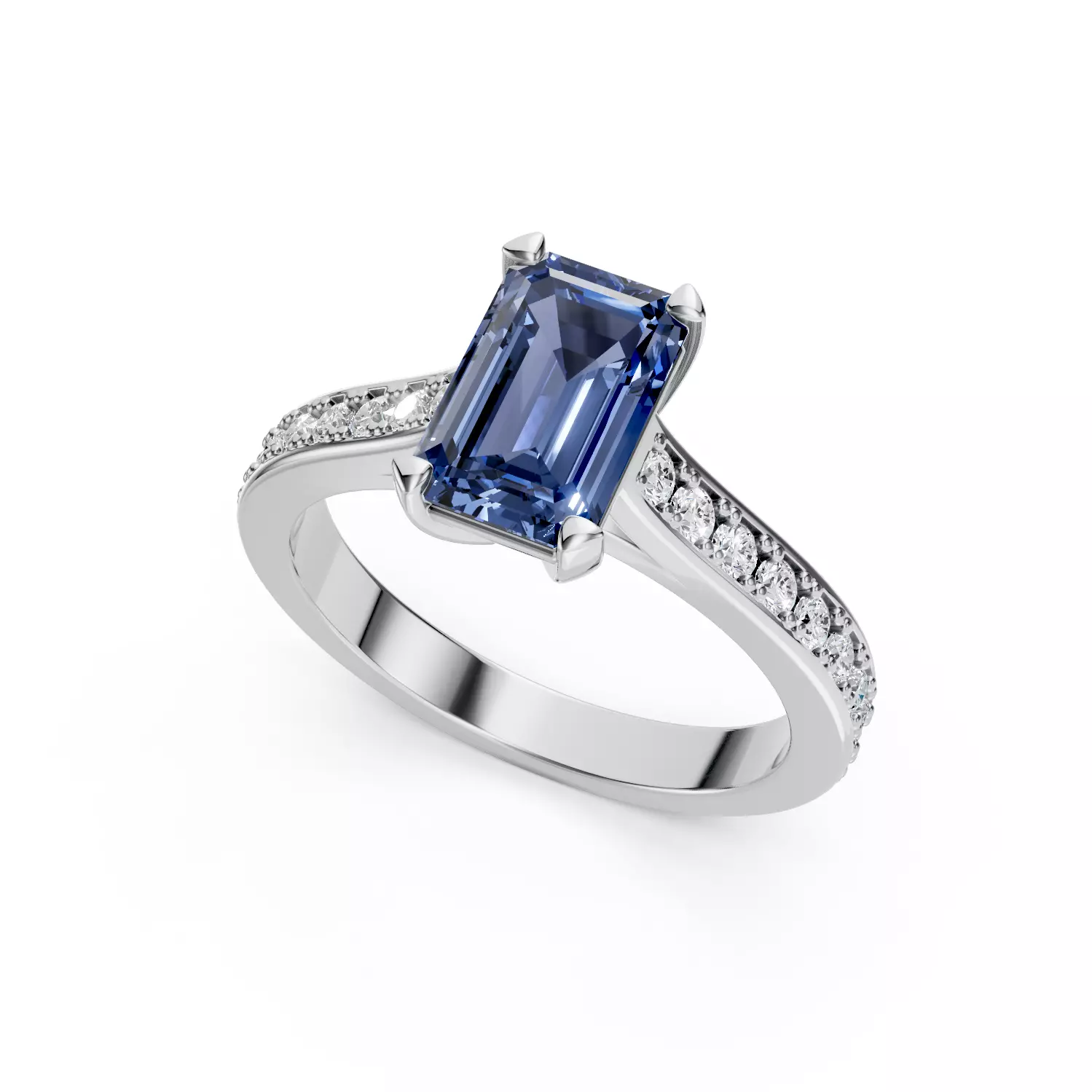 Emerald Sapphire Ring 3D print model_0