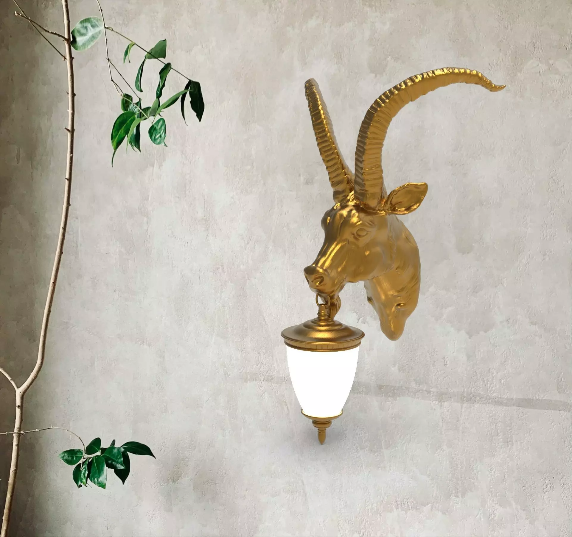 Goat Head Wall Lamp 3D print model_0