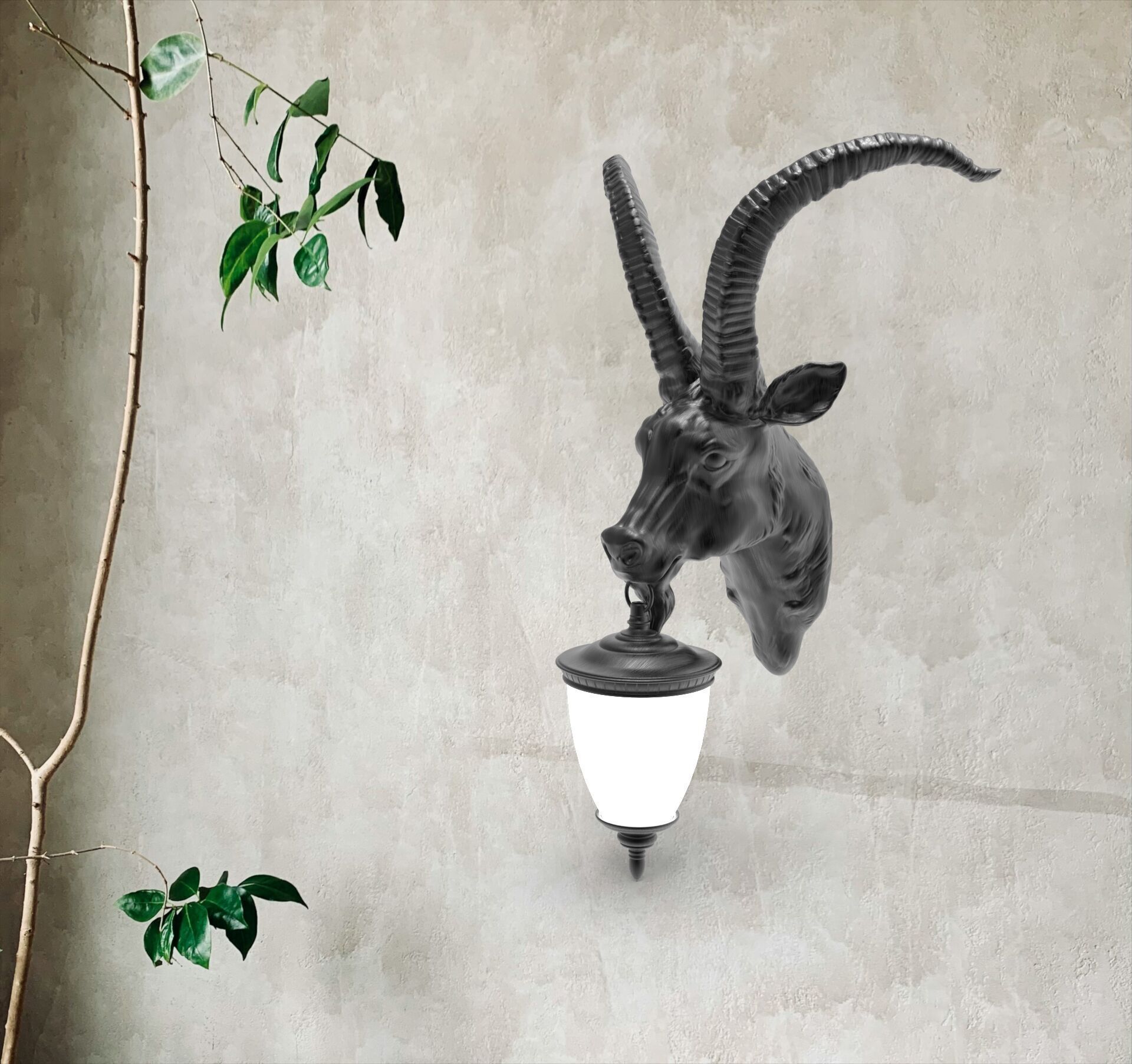 Goat Head Wall Lamp 3D print model_2