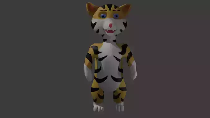 Cartoon Style Low Poly Tiger - High-Quality 3D Asset