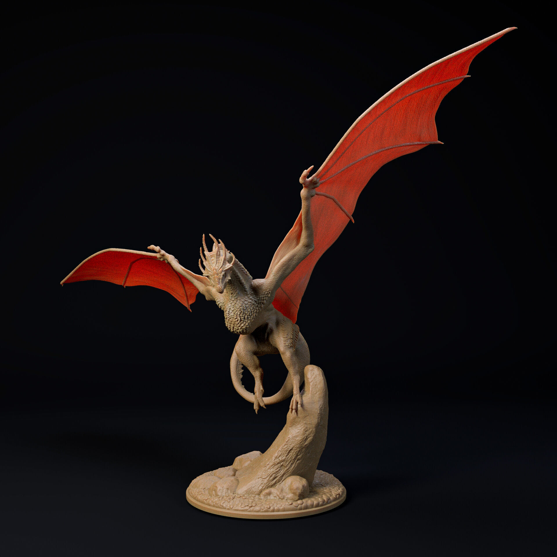 Crown Wyvern-Dragon landing 32mm scale - pre-supported 3D print model_2