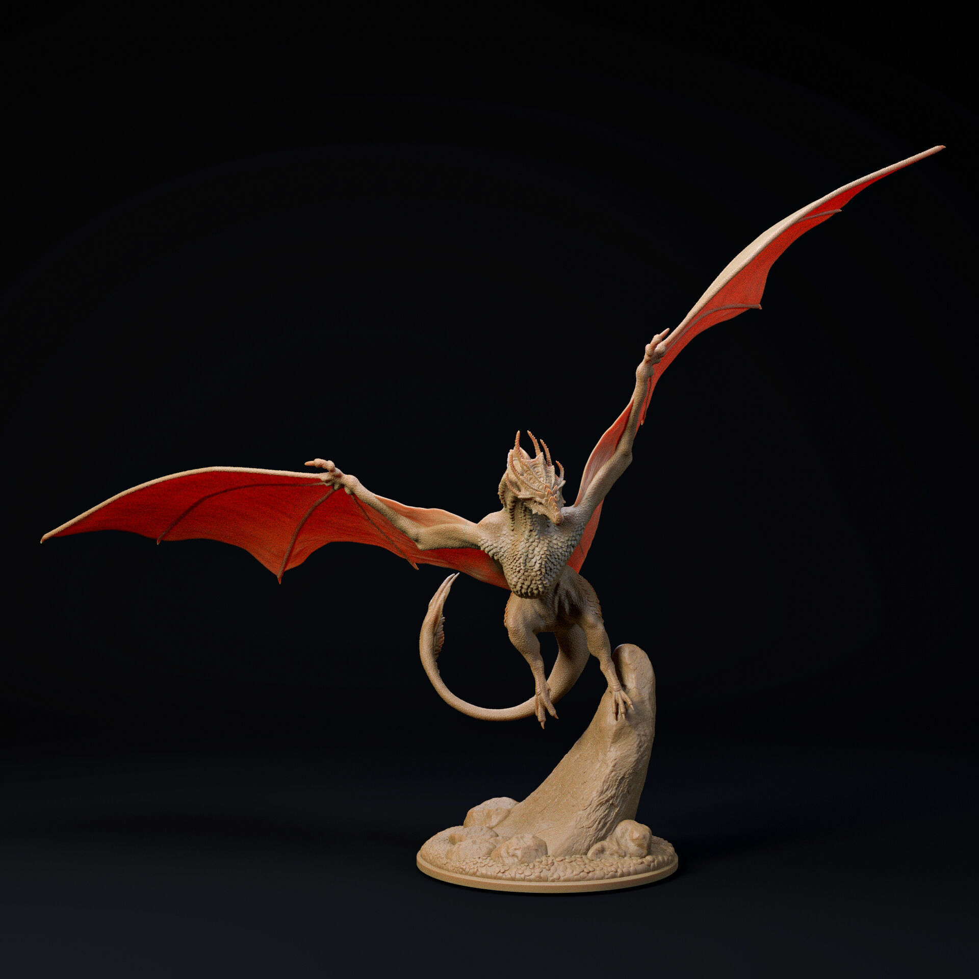 Crown Wyvern-Dragon landing 32mm scale - pre-supported 3D print model_5