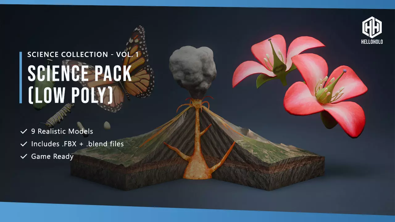 Science Pack Low-poly 3D model_0