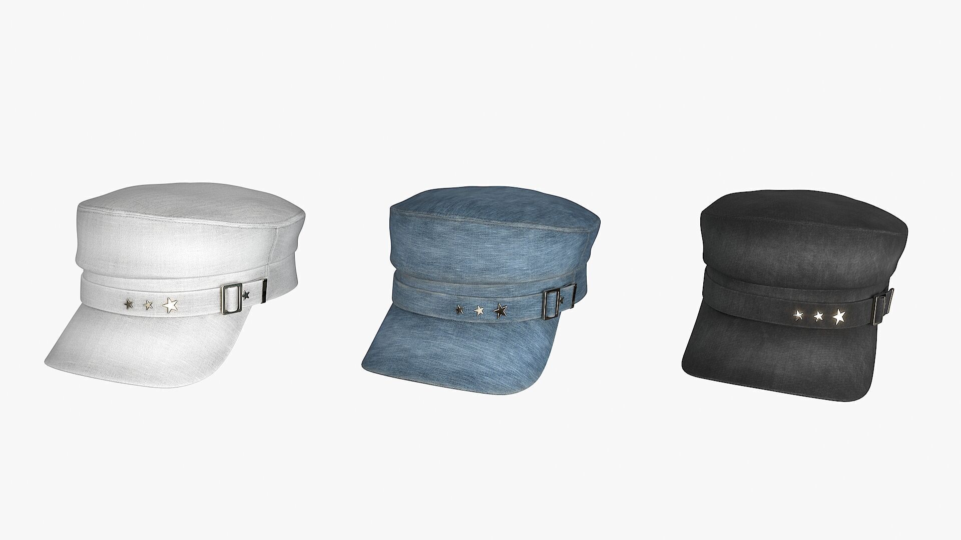 Baker Cap 3 color Low-poly 3D model_15