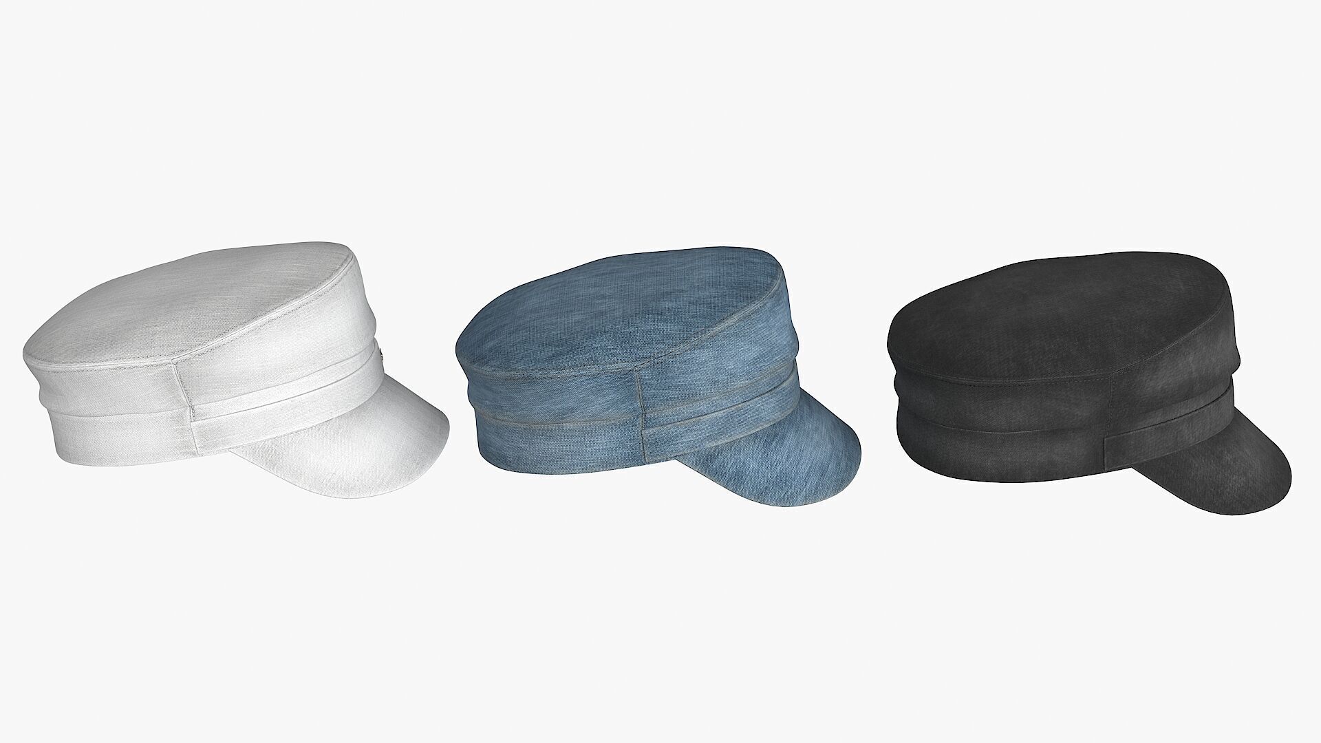 Baker Cap 3 color Low-poly 3D model_11