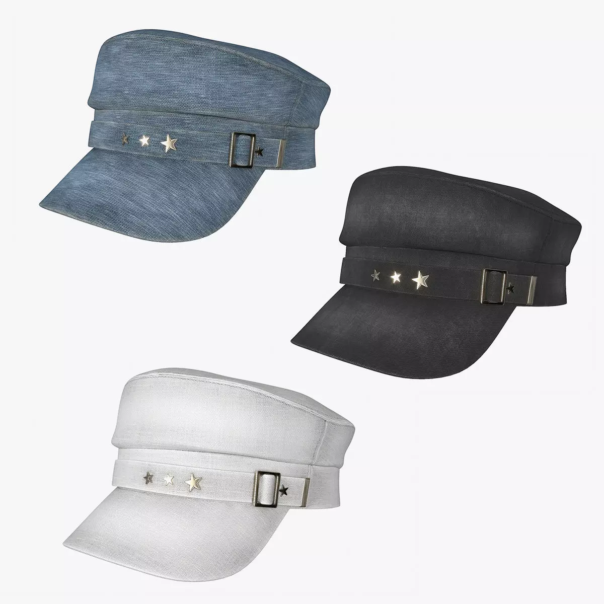 Baker Cap 3 color Low-poly 3D model_0