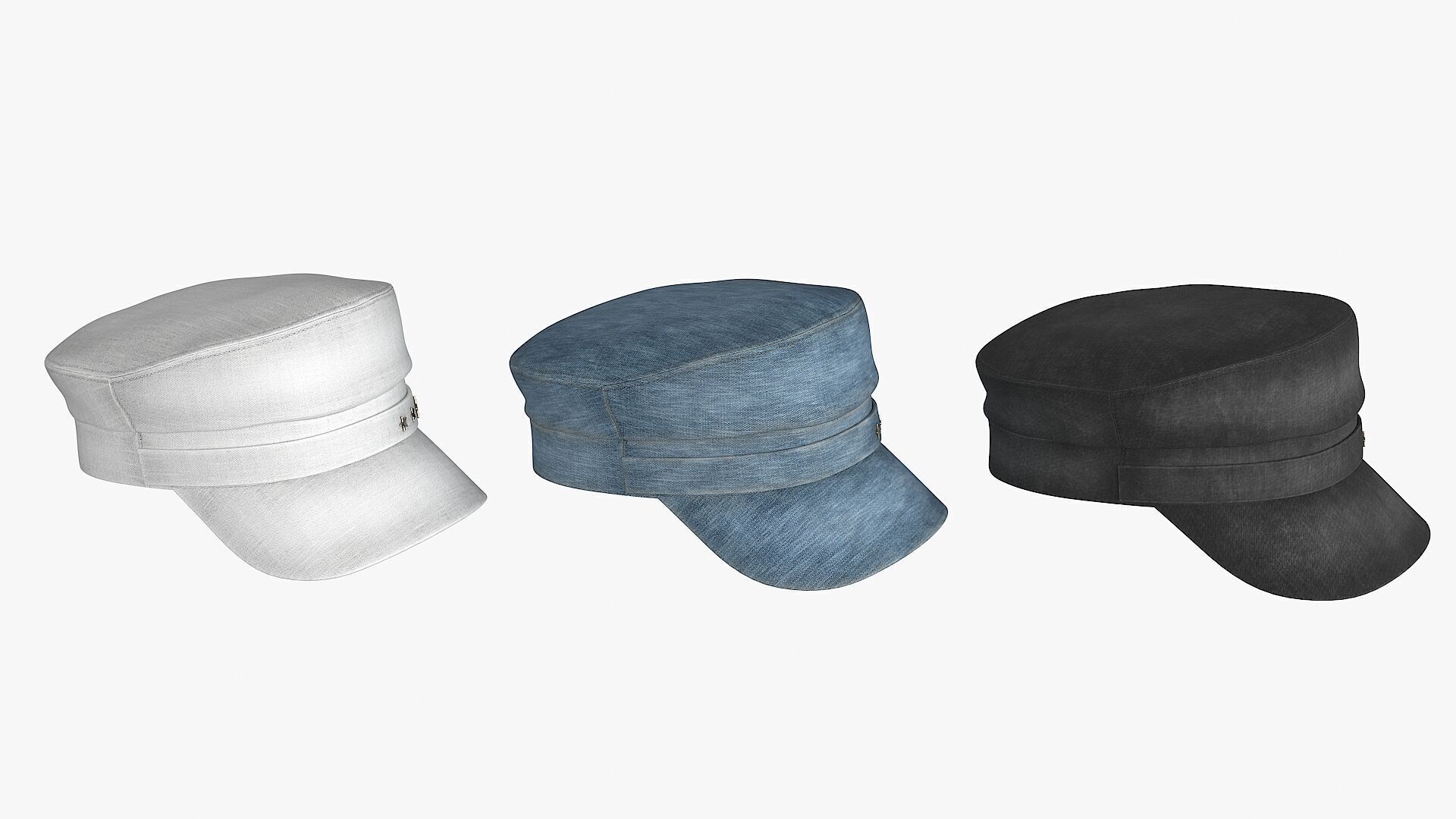 Baker Cap 3 color Low-poly 3D model_10