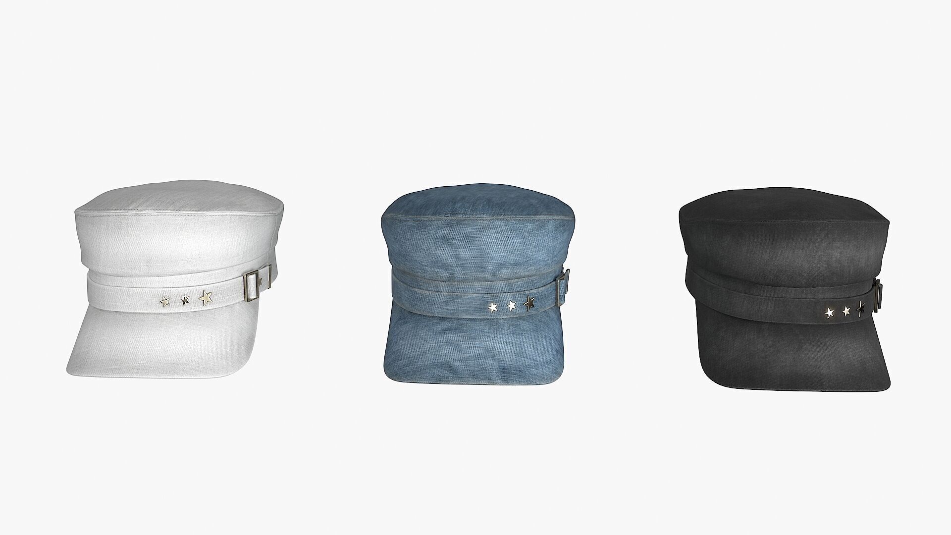 Baker Cap 3 color Low-poly 3D model_2