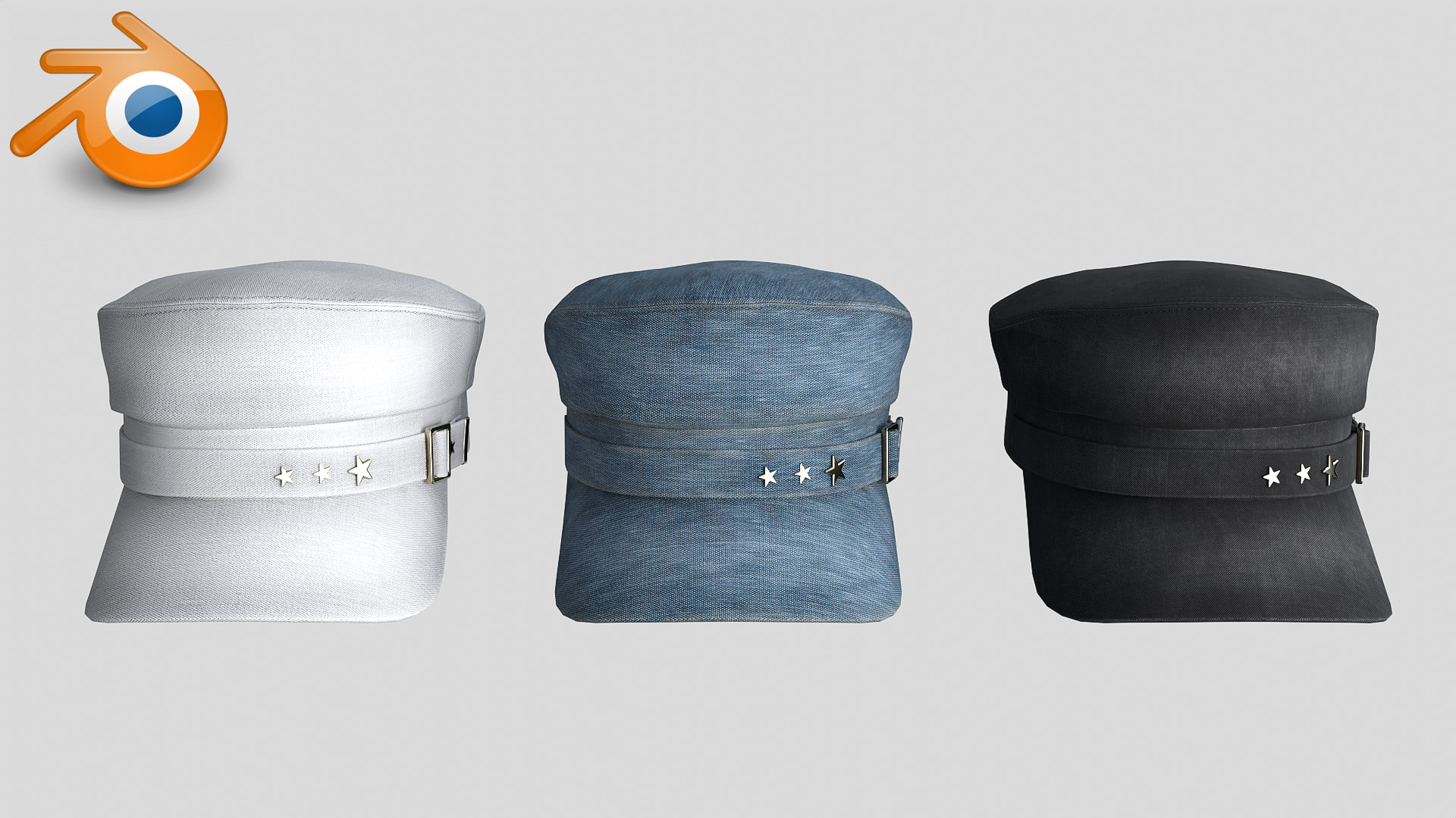 Baker Cap 3 color Low-poly 3D model_8