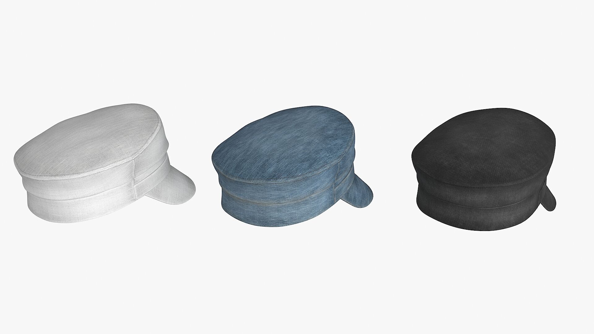 Baker Cap 3 color Low-poly 3D model_12