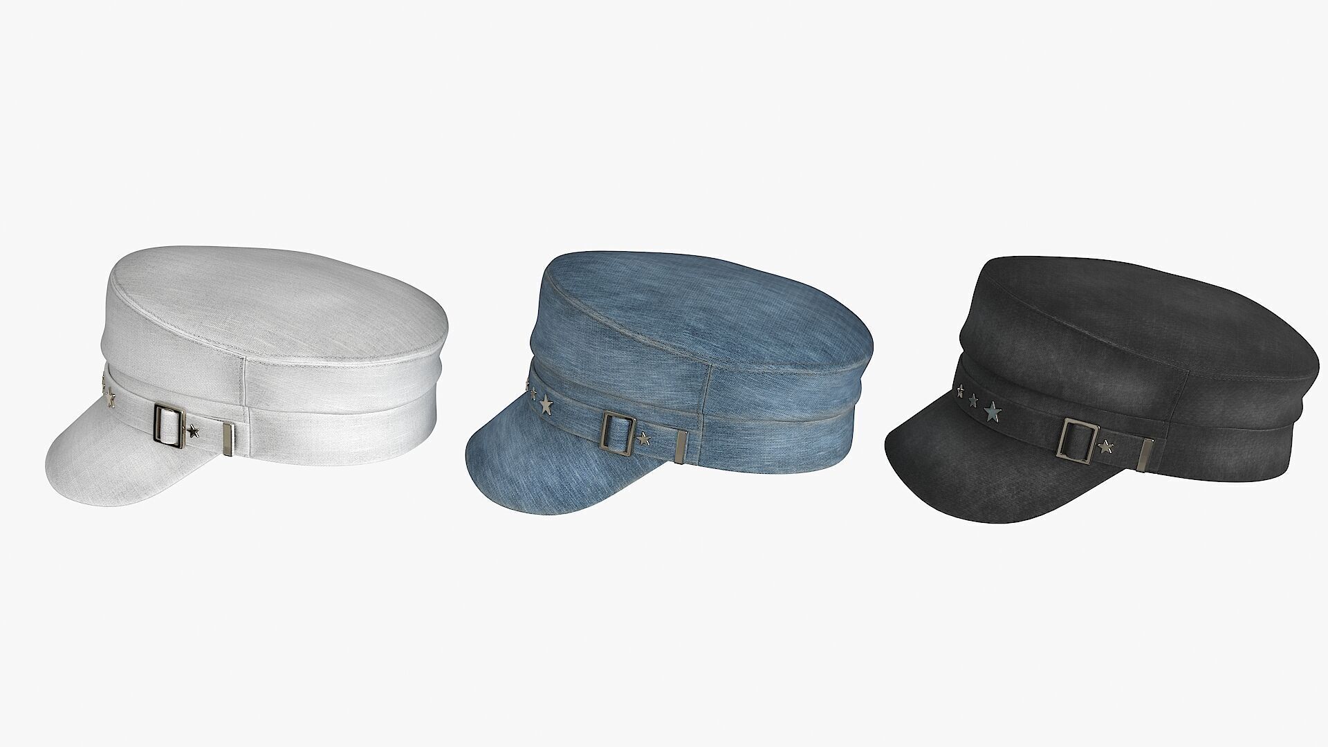 Baker Cap 3 color Low-poly 3D model_14