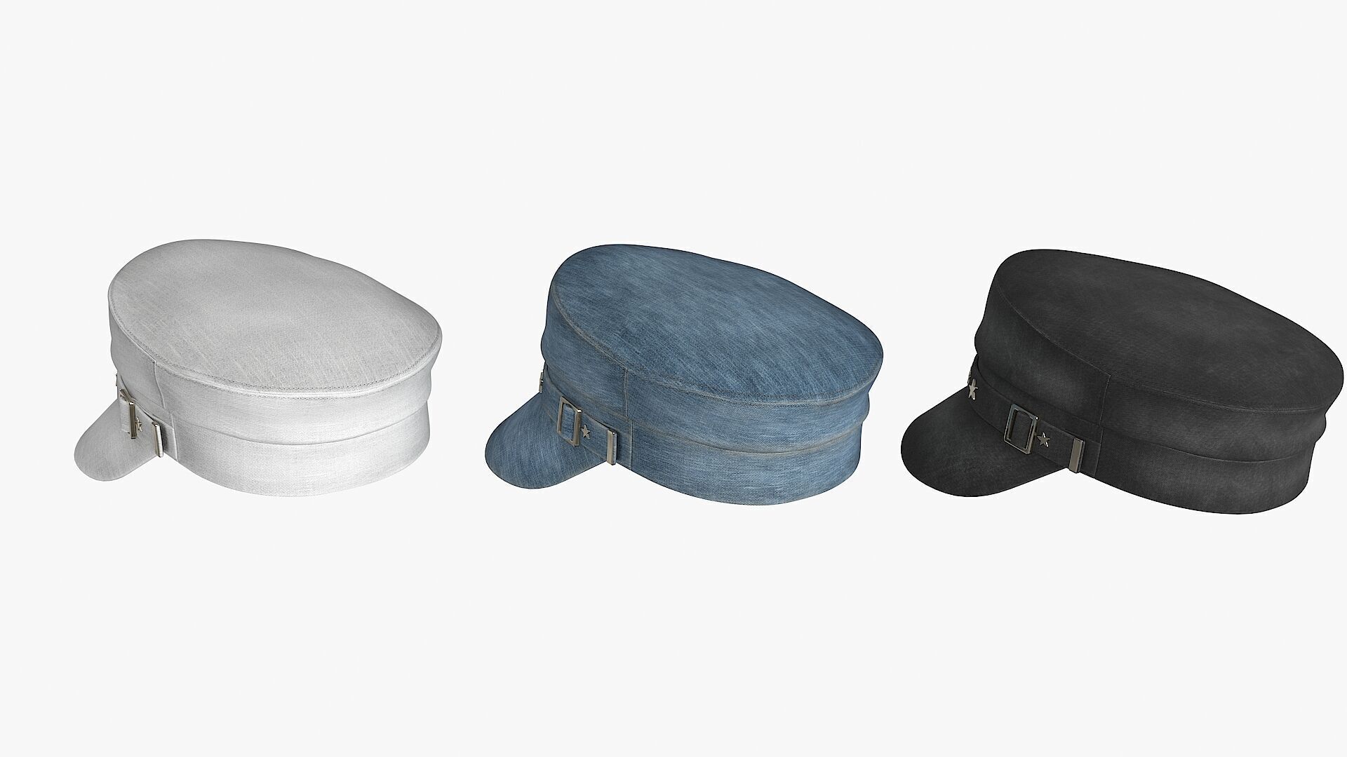Baker Cap 3 color Low-poly 3D model_13