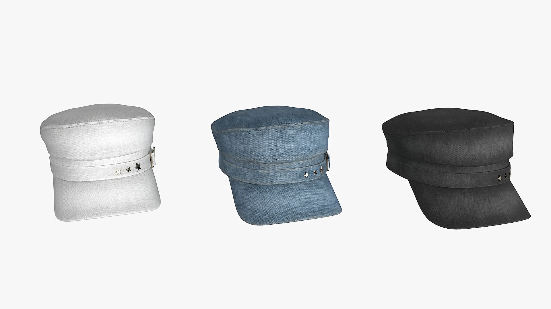 Baker Cap 3 color Low-poly 3D model_9