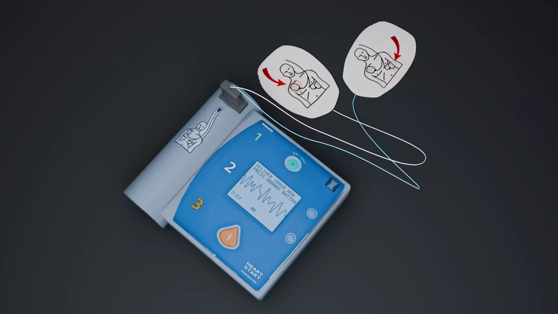 Philips HeartStart Defibrillator Low-poly 3D model_0