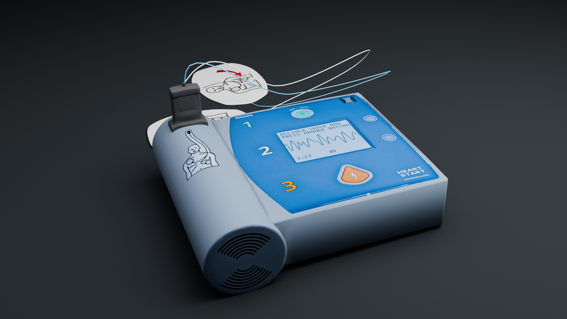 Philips HeartStart Defibrillator Low-poly 3D model_1