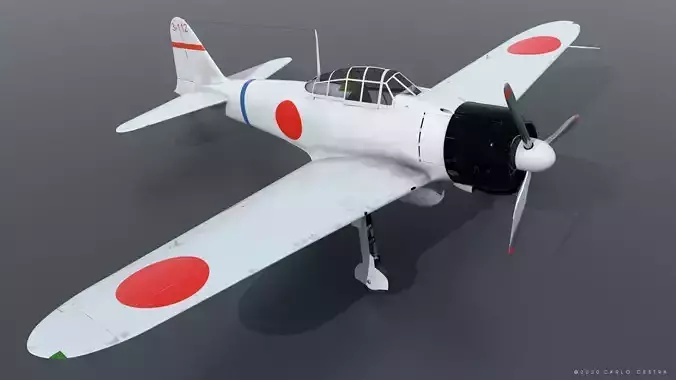 A6M2 Type0 Model11 Serial 3-112 - Not rigged Low-poly 3D model