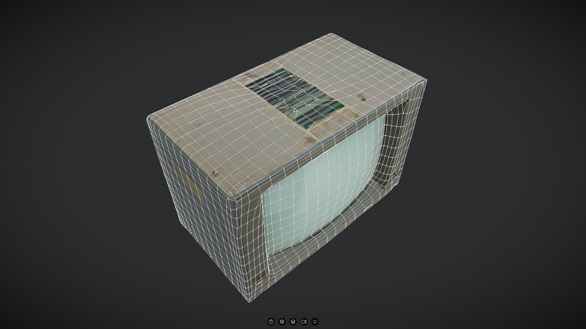 Old Computer Monitor Low-poly 3D model_6