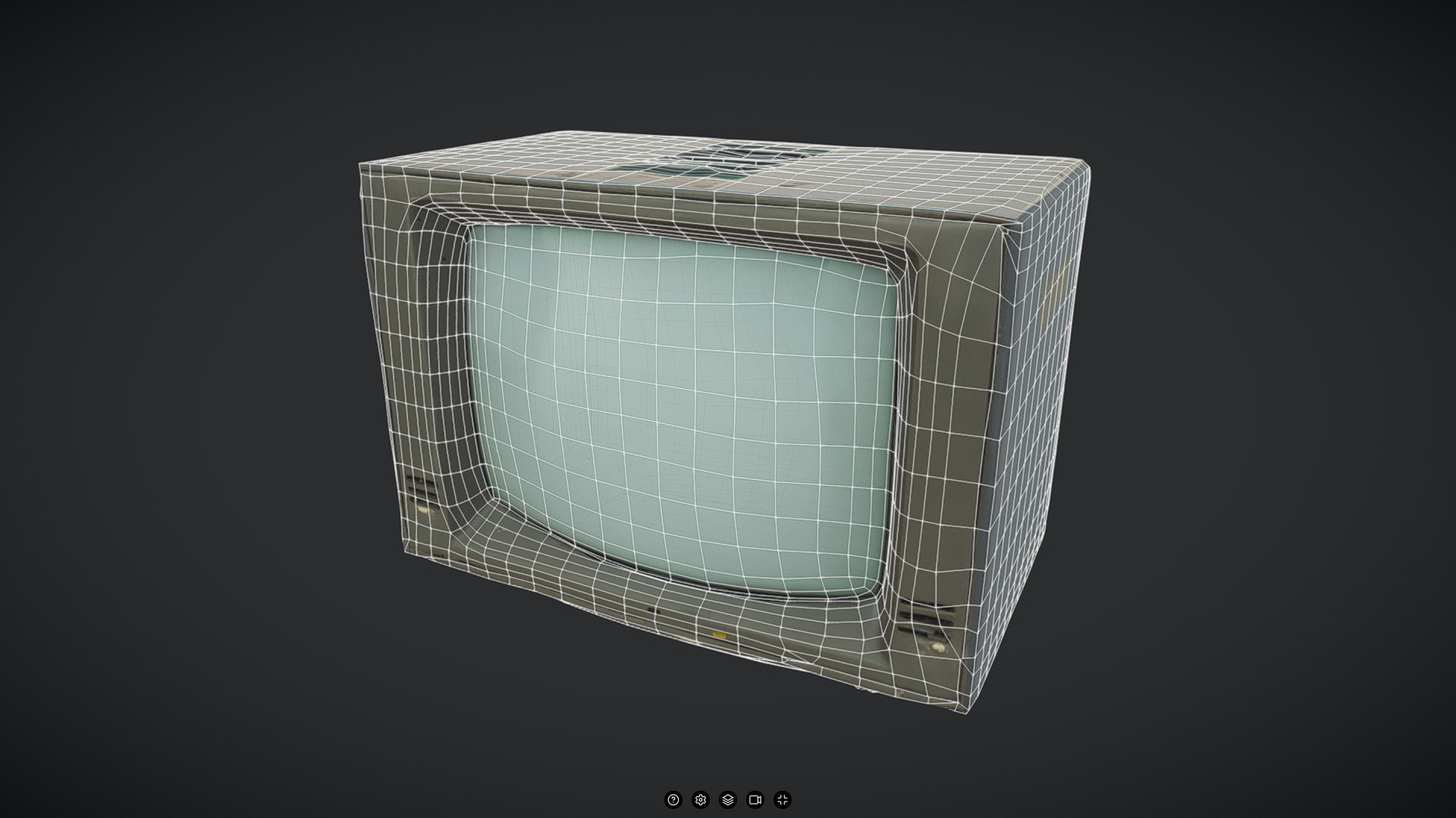 Old Computer Monitor Low-poly 3D model_2