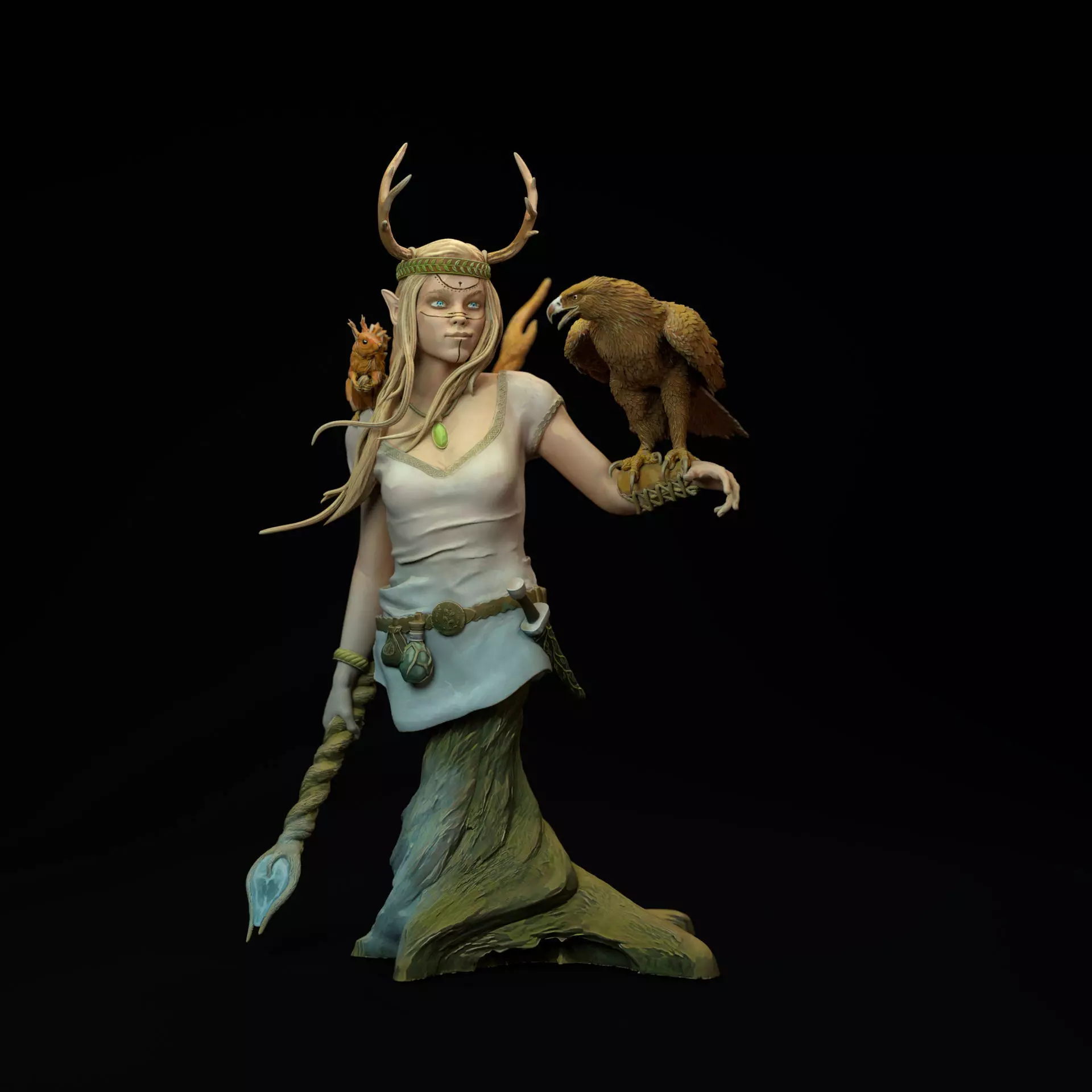 Female Druid bust - pre supported 3D print model_0