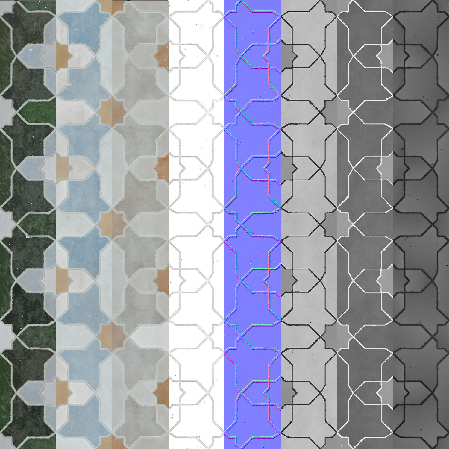 Tile Moroccan Zellige Mosaic Set 01 Texture_9