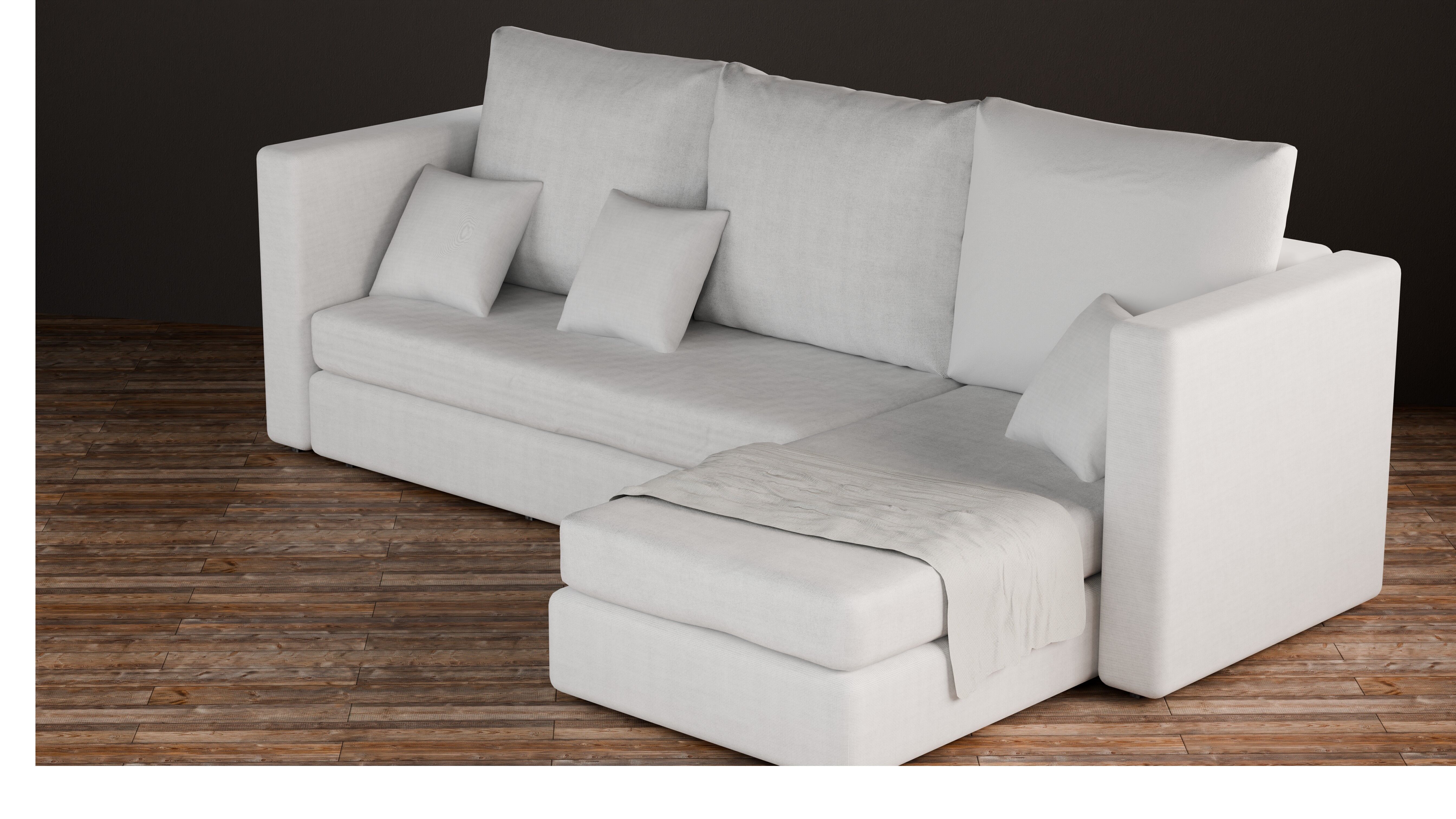 Realistic White Couch High Quality 3D Model Low-poly 3D model_4