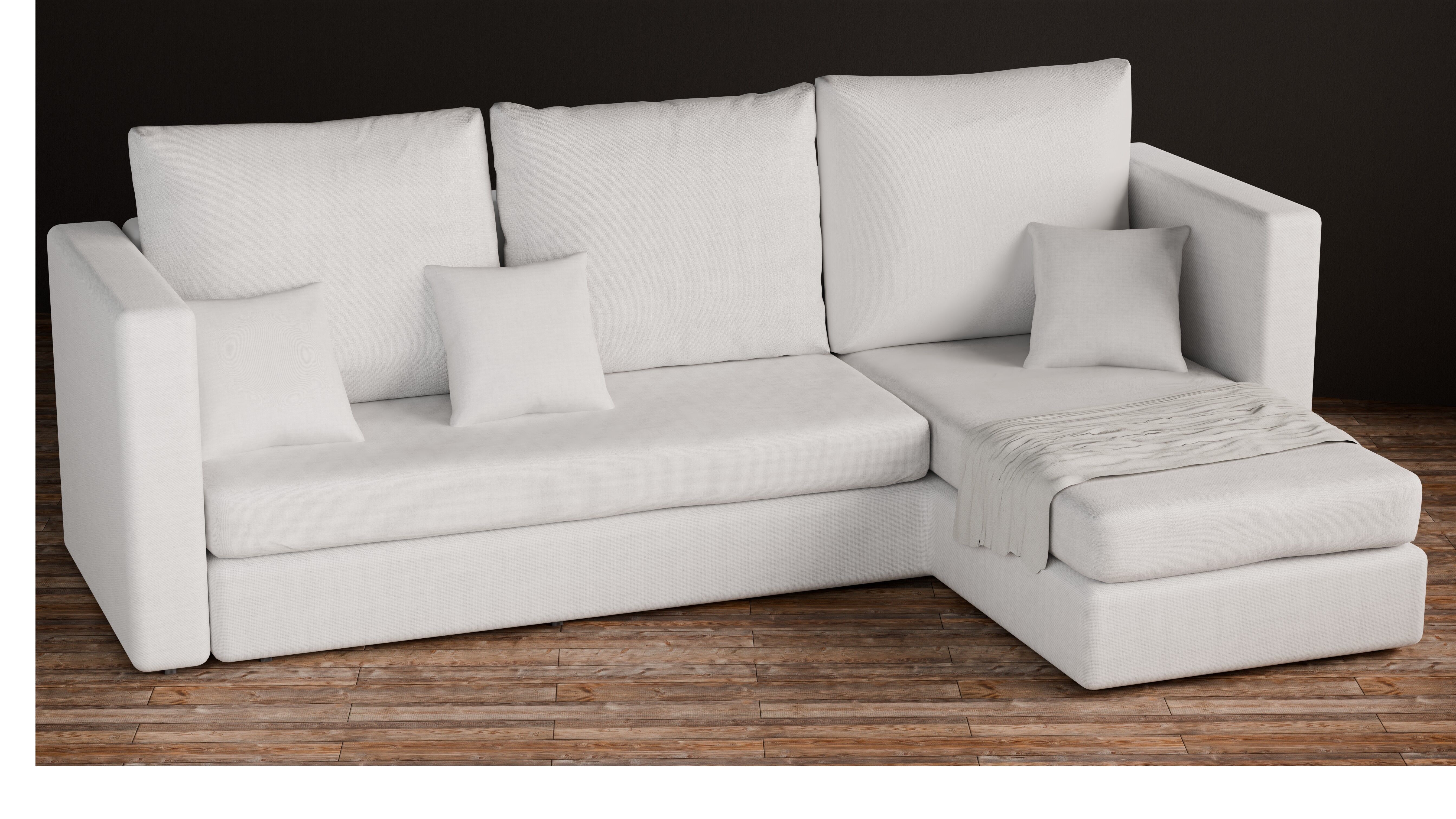 Realistic White Couch High Quality 3D Model Low-poly 3D model_2
