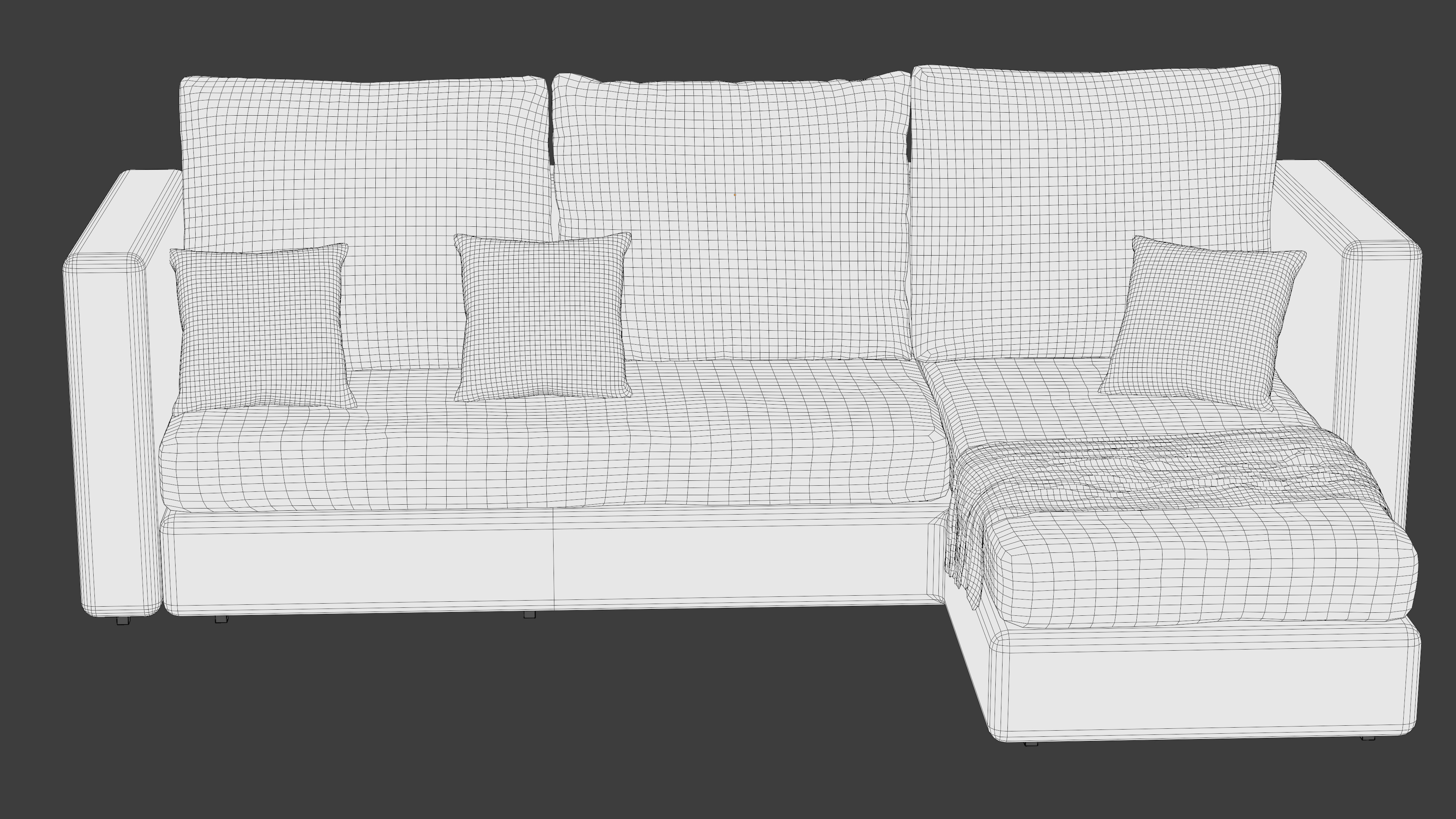Realistic White Couch High Quality 3D Model Low-poly 3D model_5