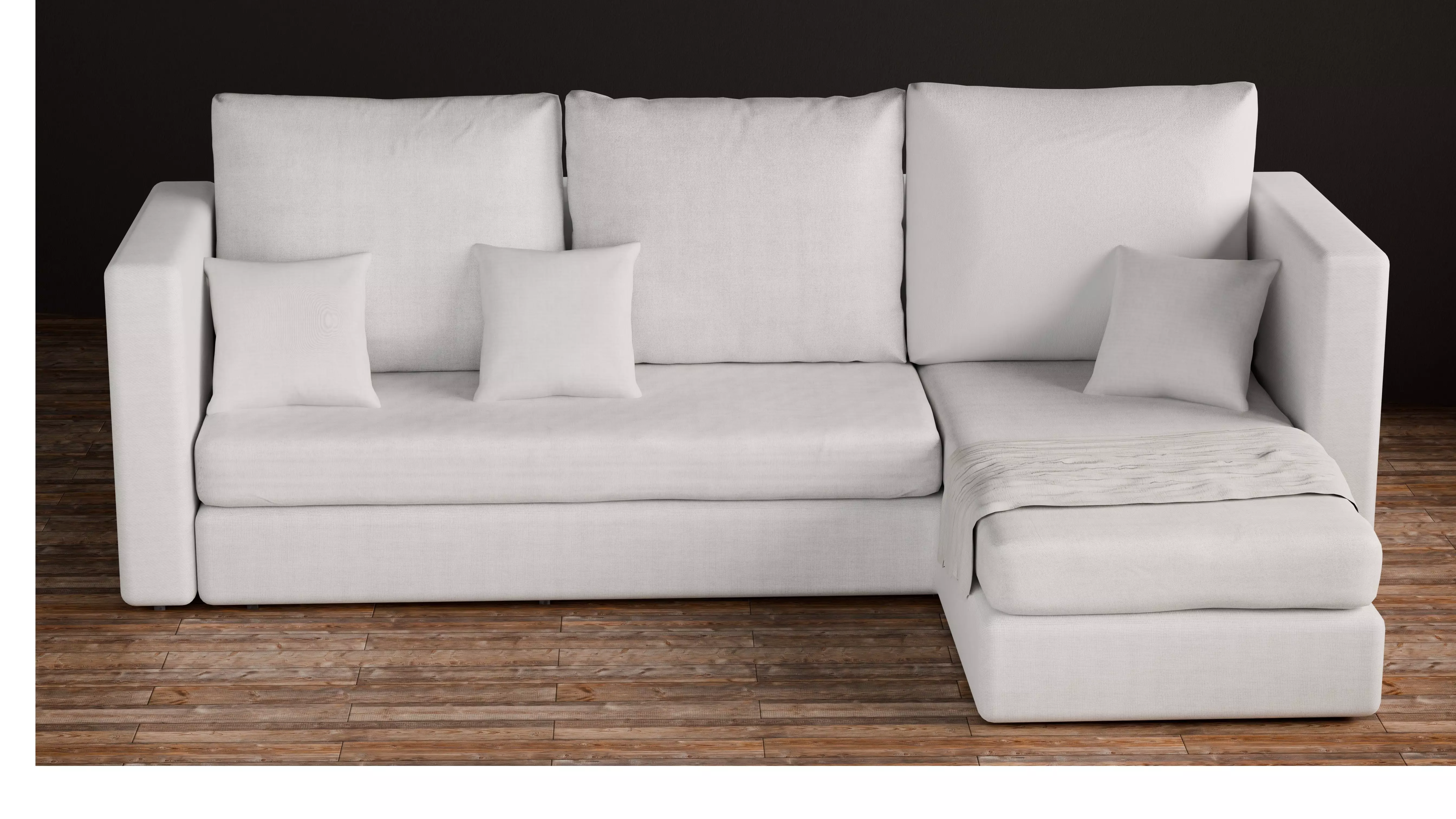 Realistic White Couch High Quality 3D Model Low-poly 3D model_0