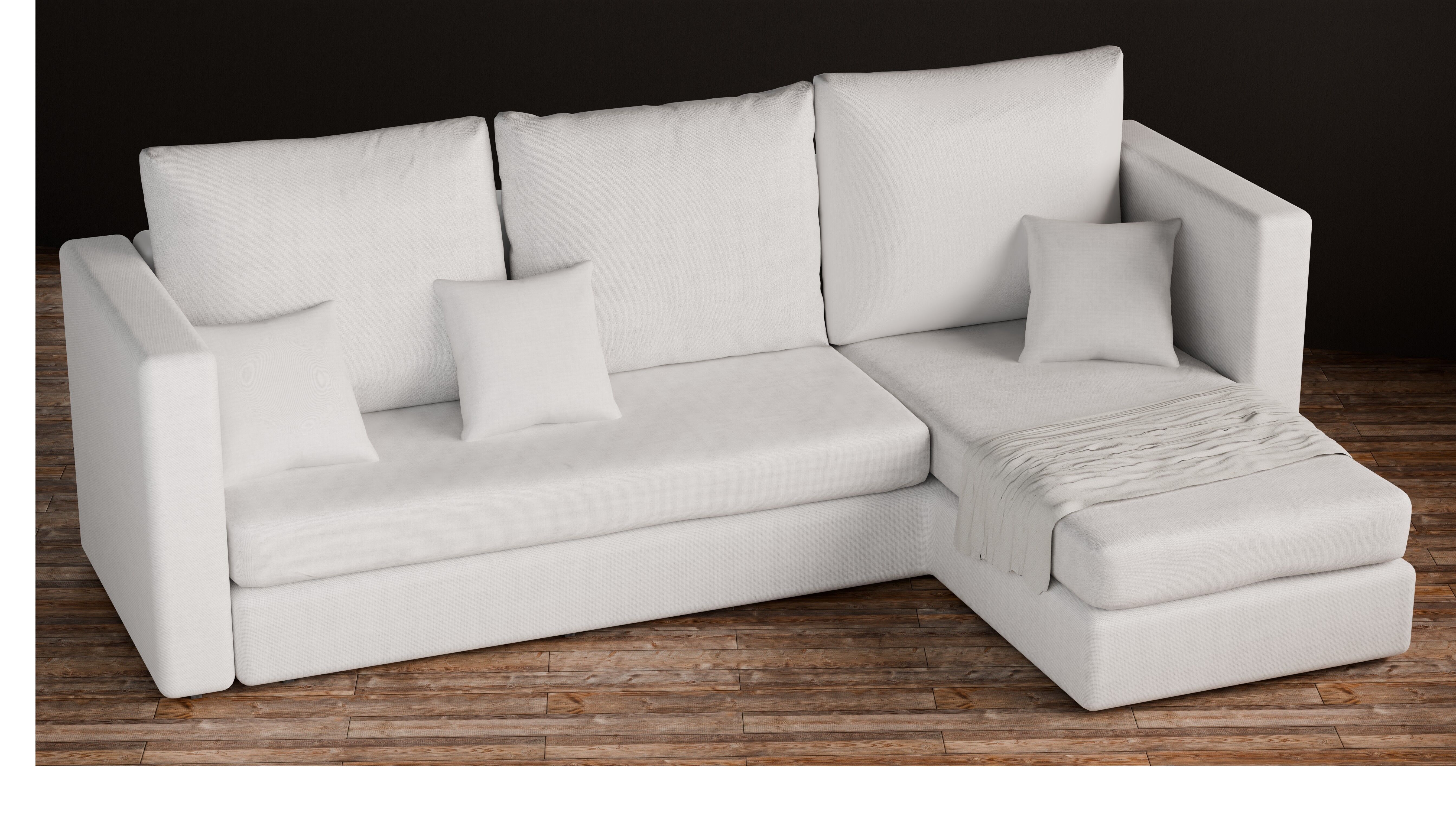 Realistic White Couch High Quality 3D Model Low-poly 3D model_1