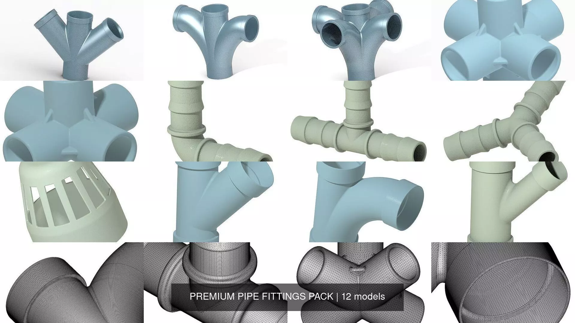 PREMIUM PIPE FITTINGS PACK 3D Model Collection_1