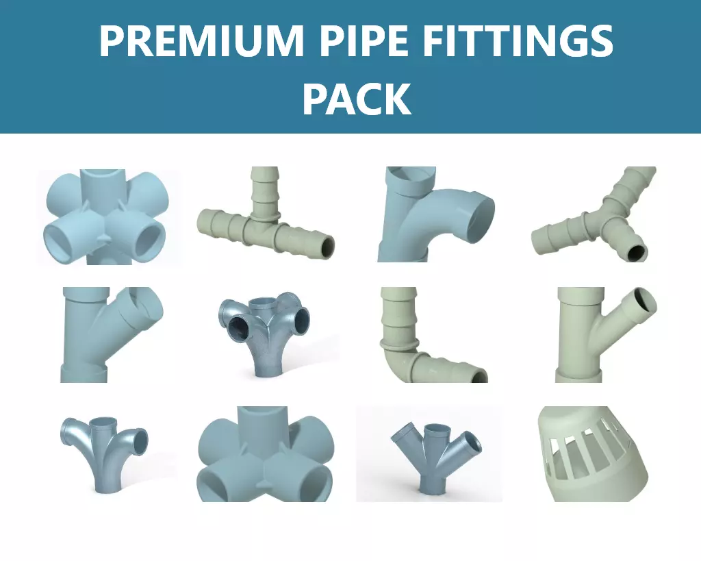 PREMIUM PIPE FITTINGS PACK 3D Model Collection_0