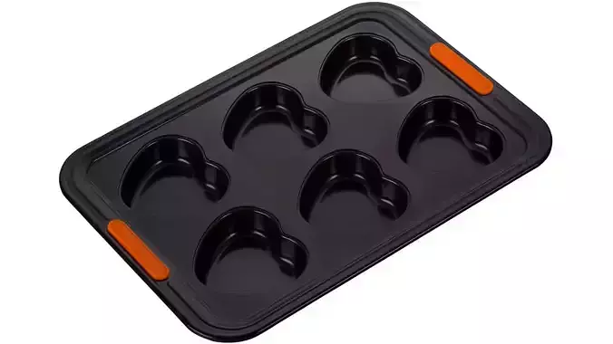 Black Bakeware 6 Cup Heart Tray 3D model