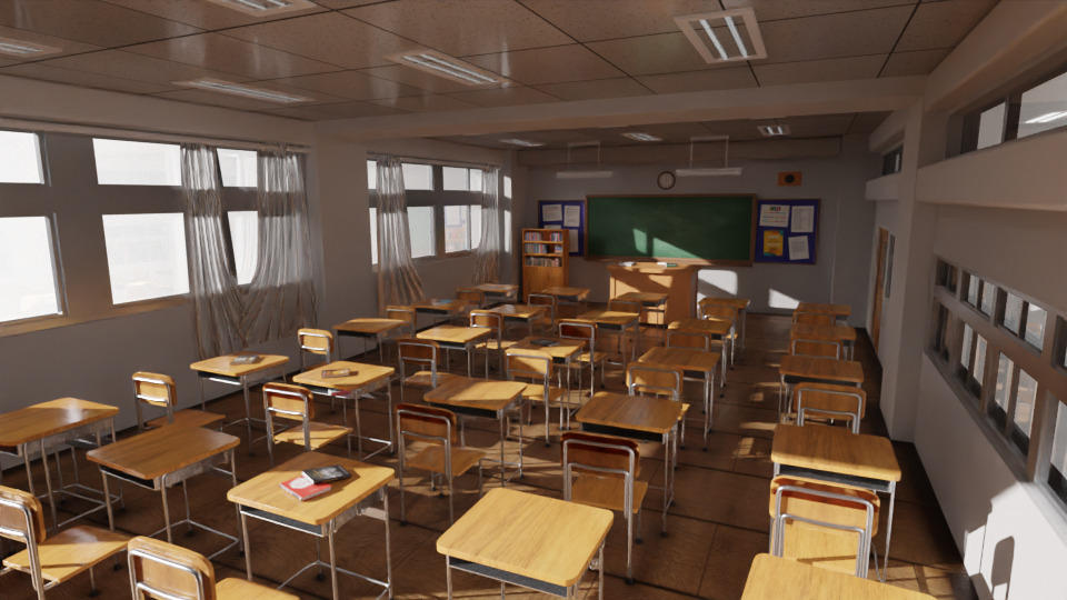 Stylized Anime Classroom - 3D Scene for Games and Animation 3D model_2