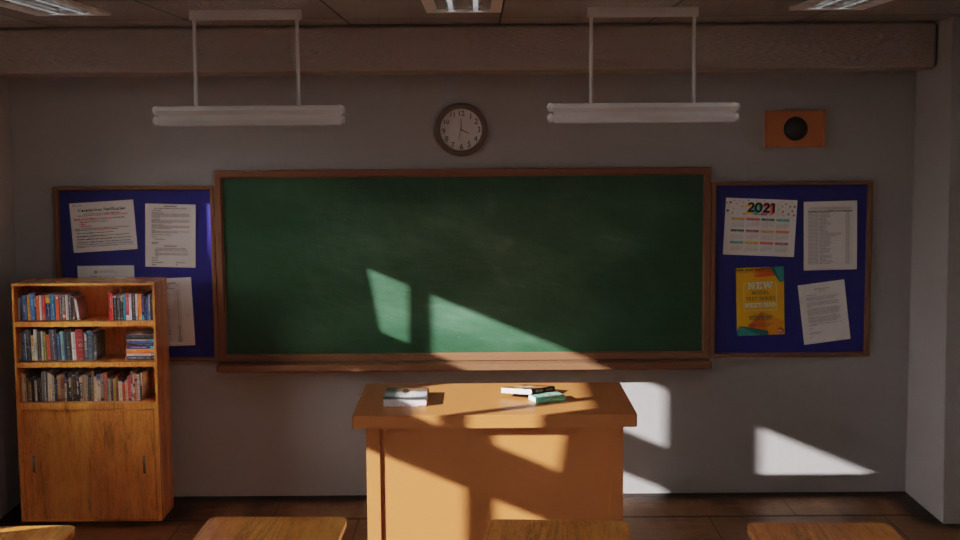 Stylized Anime Classroom - 3D Scene for Games and Animation 3D model_1